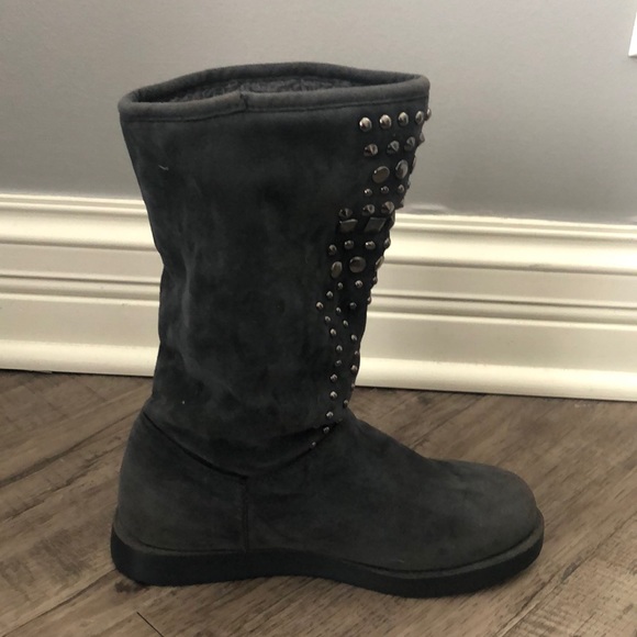 Gray Bejeweled Boots - Picture 2 of 5